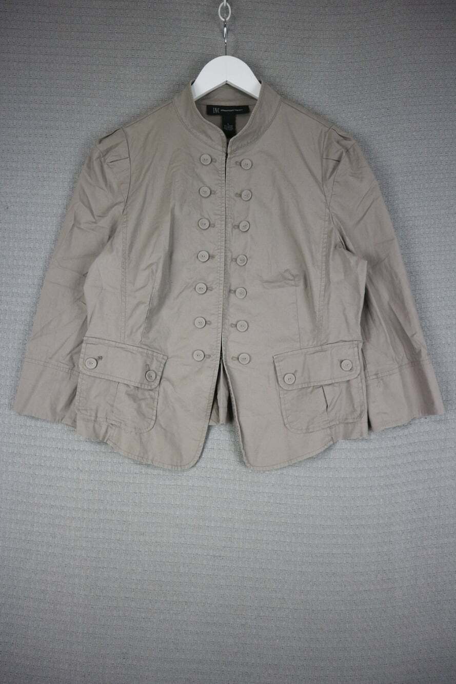 INC International Concepts Womens Khaki Military Style Snap Closure Large Jacket